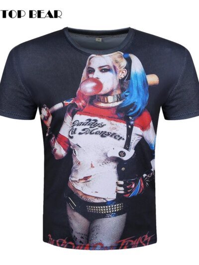 Remera 3D Man Squad Harley Quinn Joker Manga Corta Deadshot