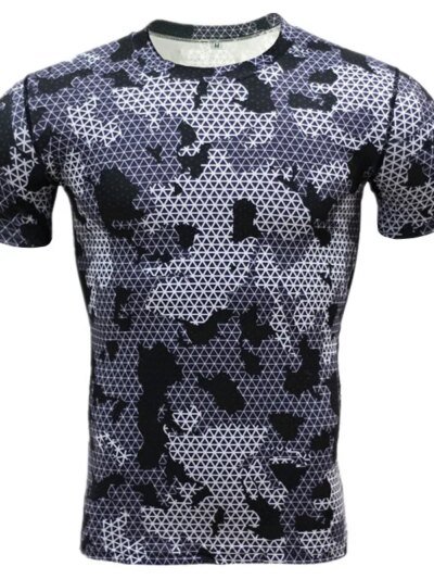 Medias De Compresión De Manga Corta Con Estampado De Camuflaje Informal Para Fitness