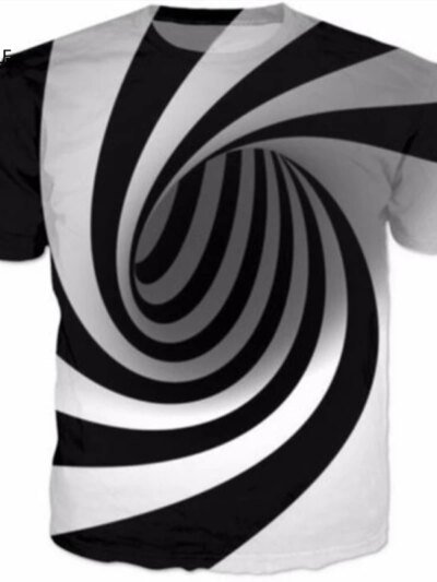 Remera Divertida De Manga Corta Para Hombre Y Mujer Nueva Remera Hipnótica En Blanco Y Negro Con Estampado 3D De Vértigo