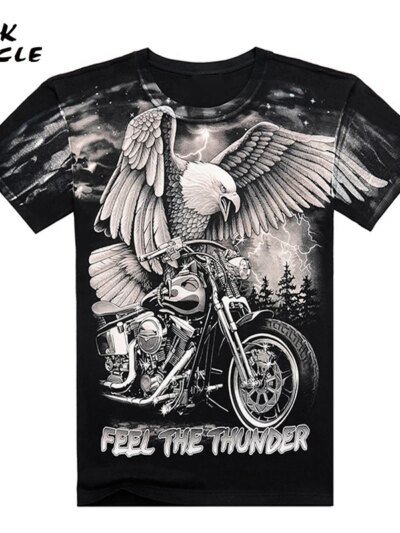 Remera De Manga Corta Con Cuello Redondo Y Estampado De Águila De Motocicleta Harley 3D Para Hombre Yk Tio