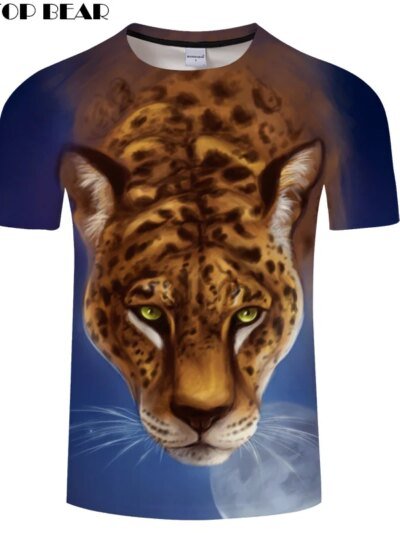 Remera Con Estampado De Leopardo 3D Para Hombre Ropa De Calle Manga Corta Zootop Bear