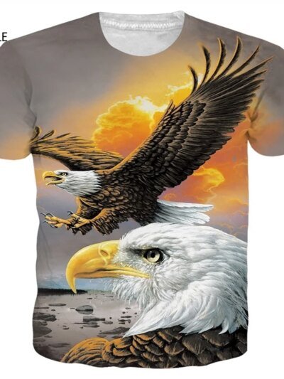 Remera Con Estampado De Águila Remeras Casuales Para Hombre Top Hip Hop Ropa Exterior Para Hombre Remeras Divertidas Cuello Redondo