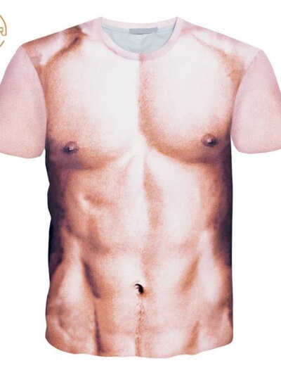 Remera Divertida Con Diseño De Músculos Desnudos En 3D Para Hombres Y Mujeres Atractivas