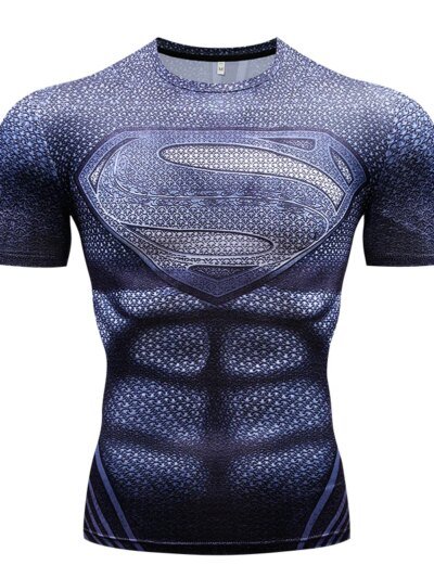 Remera De Manga Corta Elástica De Superman De Spy Clothing Tallas S 4Xl