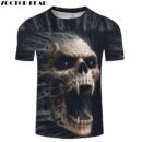 Remera De Manga Corta Con Estampado 3D De Calavera De Bears Terrior Para Hombre Estilo Casual