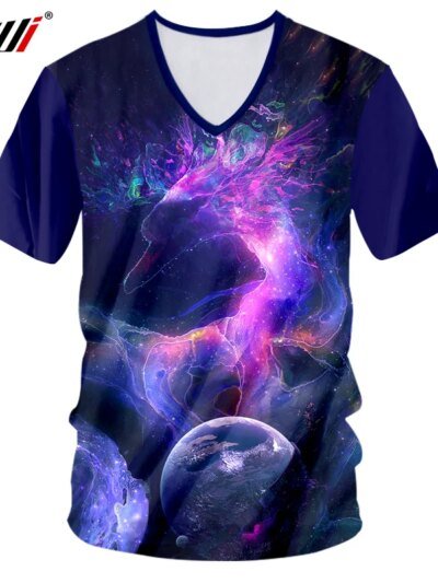 Remeras De Verano 3D Con Estampado De Galaxia Espacial De Colores Para Hombre