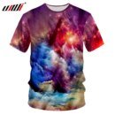 Remera Con Estampado A Color De Verano Divertida E Informal Con Galaxia 3D Espacial