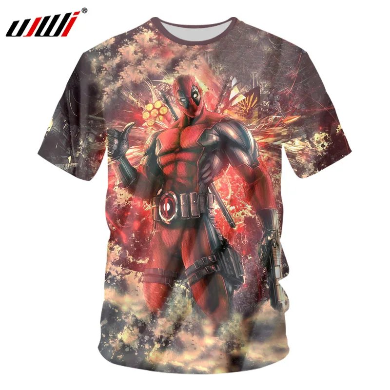 Remera 3D De Superhéroe Para Hombre Deadpool Winston Estampada De Manga Corta De Verano