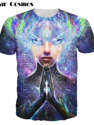Remera Cosmos De Verano Para Hombre Con Colores Psicodélicos Y Oración Multidimensional 3D