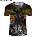 Remera Casual Con Estampado De Animales Para Hombre Y Mujer Cuello Redondo Manga Corta Directo Zootop Oso