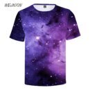 Remera De Manga Corta De Algodón Con Estampado 3D De Cielo Estrellado Para Hombre Y Mujer Verano