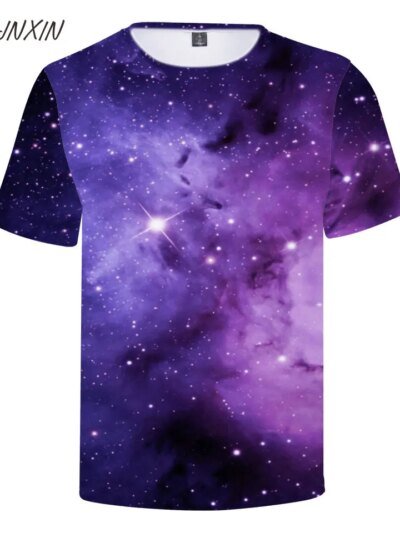 Remera De Manga Corta De Algodón Con Estampado 3D De Cielo Estrellado Para Hombre Y Mujer Verano