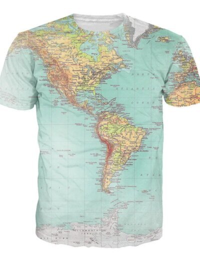 Remera Cosmos Mapa Del Mundo Urbano Hipsters Manga Corta Temas Retro Del Mundo