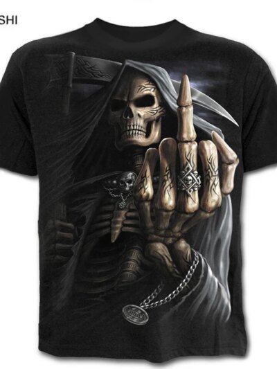 Remera De Hip Hop De Manga Corta Con Calavera 3D Única De Para Verano