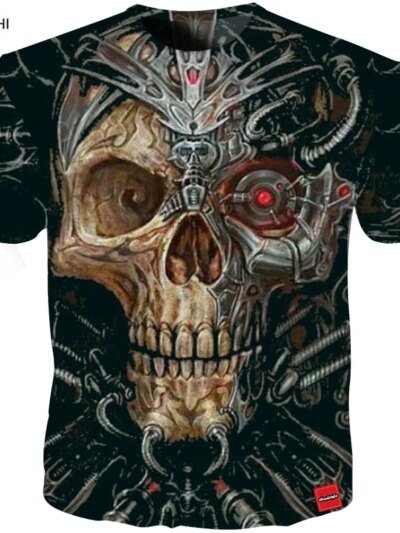 Remeras Casuales De Manga Corta Con Cuello Redondo De Verano Con Diseño De Calavera Humana Y Robot 3D
