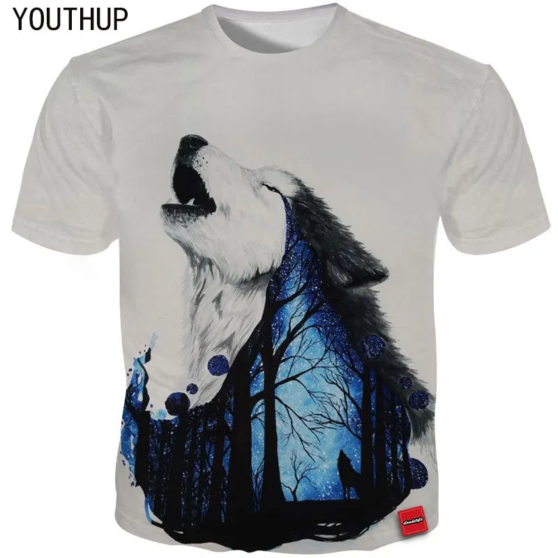 Remeras Casuales 3D Harajuku De Hombres Lobo Blusas De Verano Estampadas Ropa De Calle Creativa