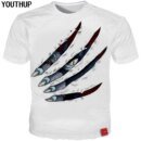 Remeras Blancas Con Estampado 3D De Arañazos Talla 5Xl Para Hombre