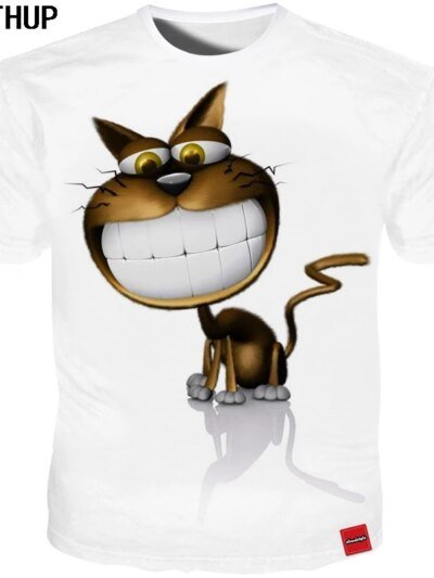 Remera Con Estampado 3D De Gato Y Sonrisa De Verano Para Hombre Y Mujer