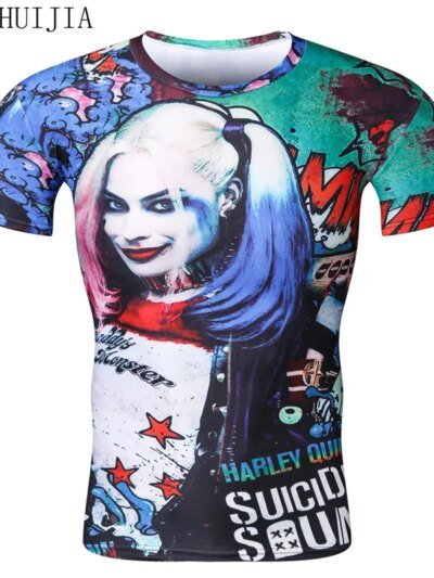 Remera De Hombre Con La Bandera De Harley Quinn Y El Joker En 3D Deadshot Rick Y Boomerang