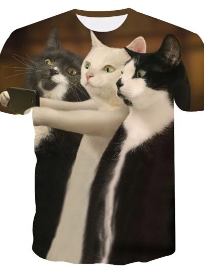 Remera Divertida Con Gatos Lindos En 3D Y Sorpresa Para Mujer Hombre Informal De Verano
