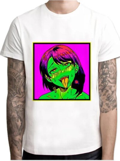 Remeras Estampadas Lehman Ray Ahegao Blancas Para Hombre Informales