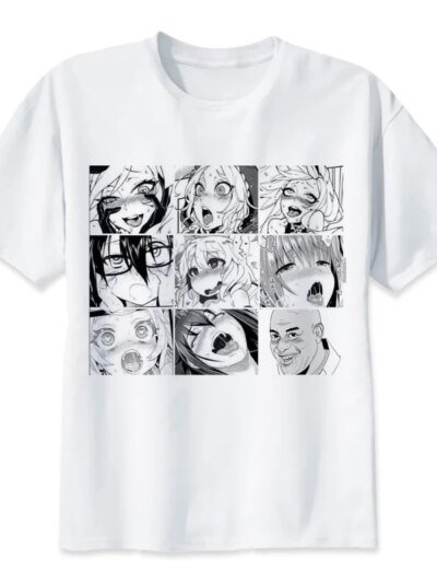 Remera Ahegao Lightning Para Hombre Informal Blanca Modal 3D