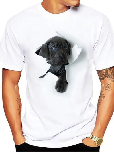 Remera Informal Con Diseño De Perro Cane Corso Color Blanco 3D Para Hombre