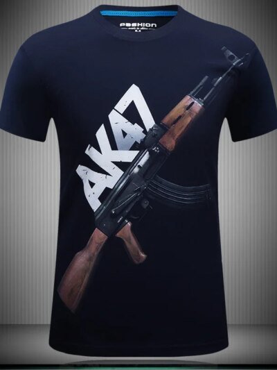 Remera De Algodón Con Estampado 3D De Ak47 Talla 5Xl