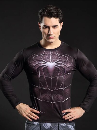 Remera Spider Man Crossfit Manga De Compresión Hombre Capitán América 3D